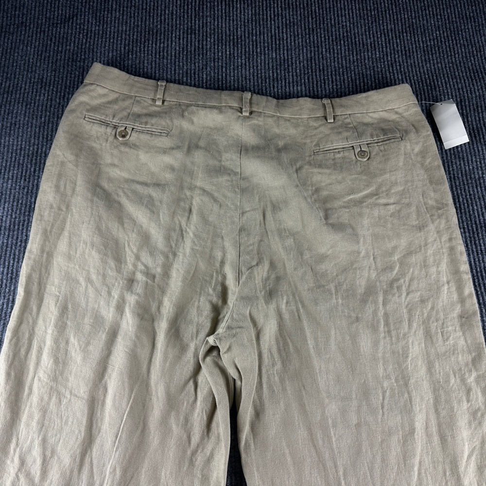 Polo Ralph Lauren Men 44x36 Tan 100% Linen Pleated Cuffed Dress Pants Big & Tall - Picture 9 of 10